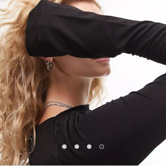 Topshop Clean Slash Neck Long Sleeve Too Black 0-2 NWT - Picture 4 of 6